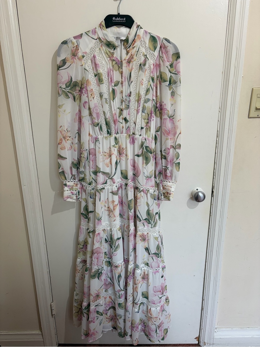 Ever New White Floral Maxi Dress with Pink & Green Print - Picture 2 of 9